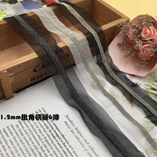 1Yard Beaded Chain Silver Grey Fringed Trimming Lace Ribbon Scrapbooking Applique Embellishment Sewing Renda For Jeans Bag Shoes