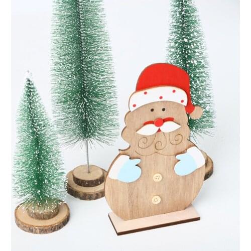 Wooden Christmas Santa Claus Table Decoration Sign Standing Table Top Decoration Cutout Wood Art Home Decor