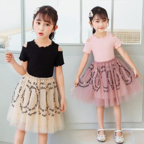 Kids Girls Summer Cotton Patchwork Mesh Dress Princess Elder Children Casual Wear Outfit Clothing