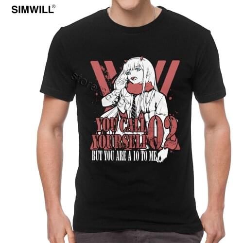 Men Zero Two Tshirts Cool Darling In The Franxx T Shirt Short Sleeve Soft Cotton Breathable Tees Shirt Round Collar Merchandise