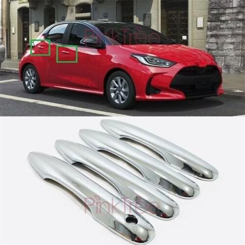 For Toyota Yaris 2020 2021 ABS Chrome Door Handle Cover Trim Car Styling Accessories