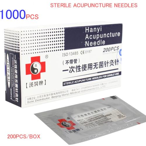 Flat handle needle 1000 pcs Sterile Acupuncture Needles for single use hanyi needle without tube Beauty Massage Applicators