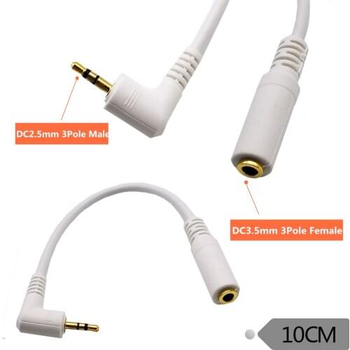 ERE 2.5mm male to 1/8 inch 3.5mm female Stereo Audio Jack Adapter Cable 90 Degree Right Angle Connector