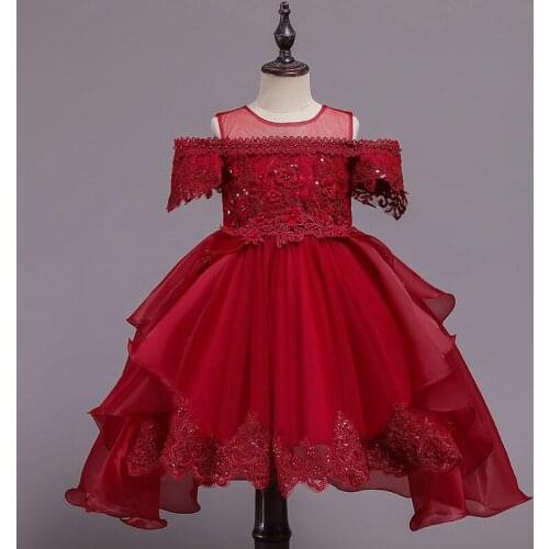 Summer New Teenage Dresses For Girls Baby Kids Bead Skirt Princess Evening Flower Girl Dress