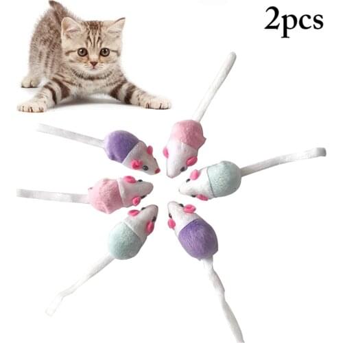 2PCS Cat Cute Mice Toy Bite Plush Toy Simulation Mouse Cat Bite Toy Cat Chewing Toy Cat Funny Favor Toy Interactive Toys