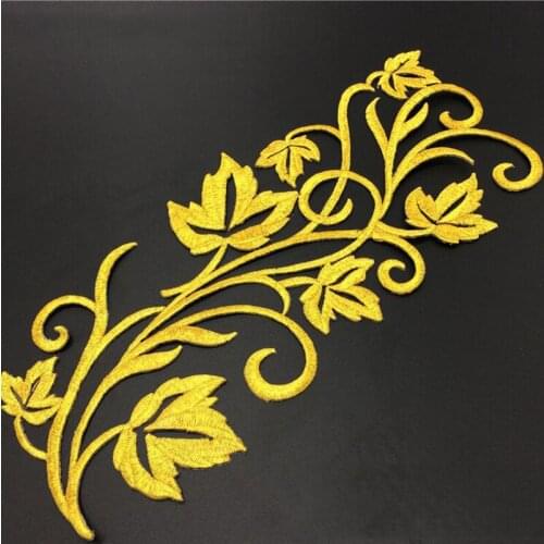 20pcs Gold Flower Iron On Patch For Clothing Embroidery Jacket Patches parches Ethnic Dress Fabric Patchwork Appliqued Badge DIY