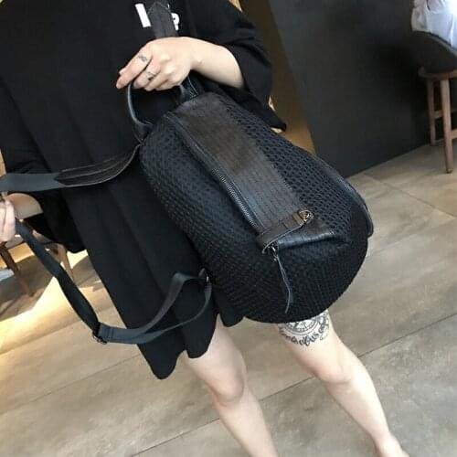 Nylon Mesh Hollow Casual Out Backpack Female Summer 11inch Black Travel Backpacks Portable High Quality School Satchel