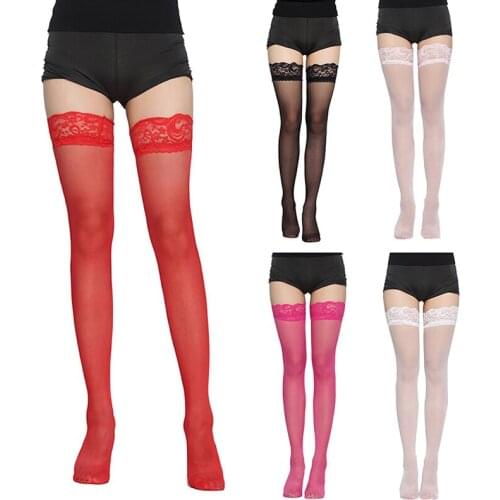 New Lace Stocking Black White Transparent Stock Women Girls Legs Long Tube High Tube Thigh Stocking Lovely Solid Color Stock