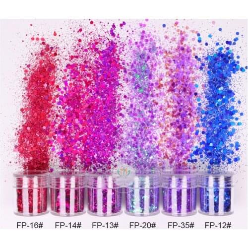 Wholesale 48 Colors 500g 0.5kg Bag Nail Glitter Chunky Holographic Halloween Christmas Party Craft Glitter Bulk Mix Size