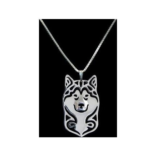 Handmade Boho Chic hippie Alaskan Malamute necklace fashion Alaskan Malamute dog jewelry golden two color plated