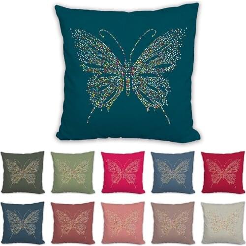 Cushions Diamond painting Butterfly Rhinestone Throw Pillows Case Lumbar Pillow Polyester Cushion Cover for Sofa Car Home Decor