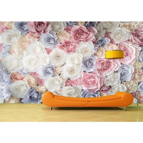 Custom Wallpaper Murals Colorful Roses Self Adhesive Vinyl Wall Sticker Wall Paper Art Wall Painting Living Room