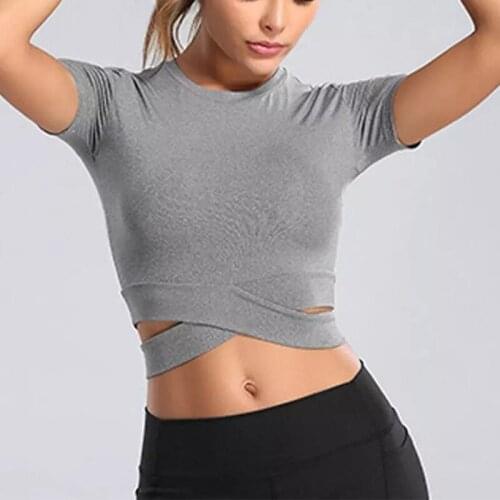 Yoga short-sleeved shirt fitness sportswear dry clothes sweating fitness sports top ladies fitness crop top short