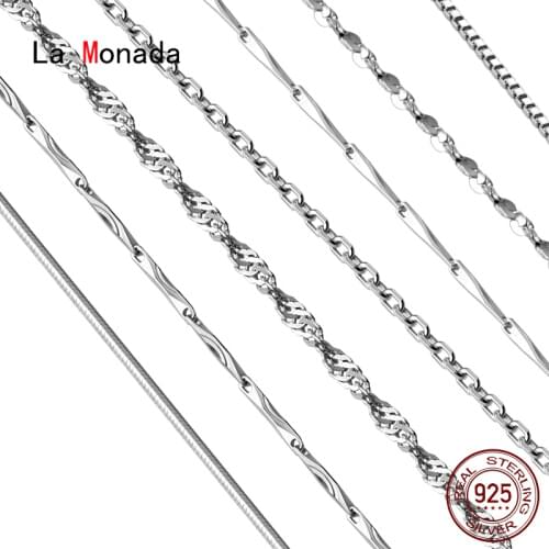 La Monada Silver Chain Necklace For Women Fashion Minimalist Silver 925 Jewelry On The Neck Womens Necklaces No Pendant
