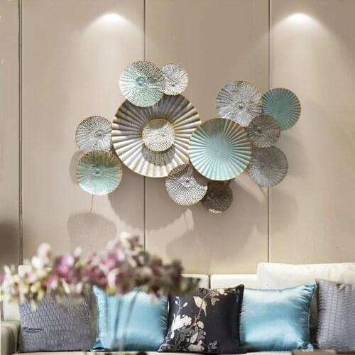 Modern Wrought Iron Sofa Background Wall Hanging Round Shape Mural Crafts Decoration Home Livingroom Wall Sticker Ornament Decor