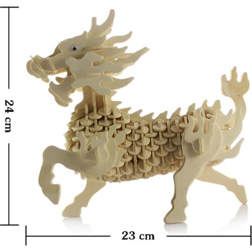 3d Wooden Three-dimensional Jigsaw Puzzle Toys For Children Diy Handmade Wooden Model Of A Small Animal Unicorn 2021