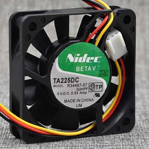 FOR Nidec TA225DC R34487-57 5V 0.33A 6CM 6015 three-wire cooling fan