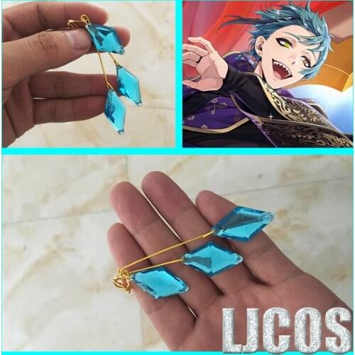 Twisted Wonderland Cosplay Earring Jade Floyd Blue Pendant Ear stud Halloween Party Props Gifts