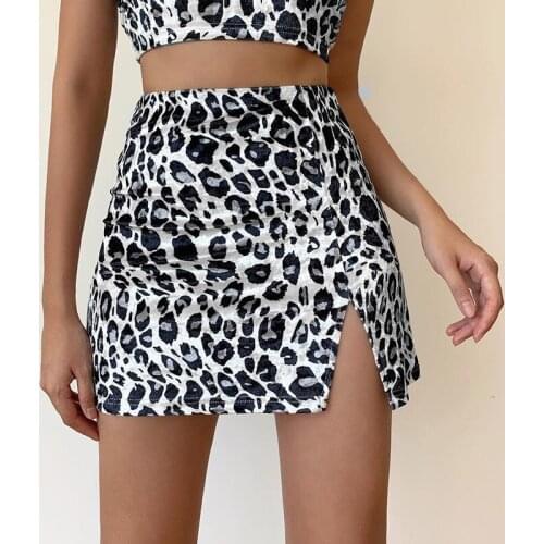 2 piece leopard skirt set print strapless skirt women slim high waist navel-exposed design fashion hip mini wrap skirt