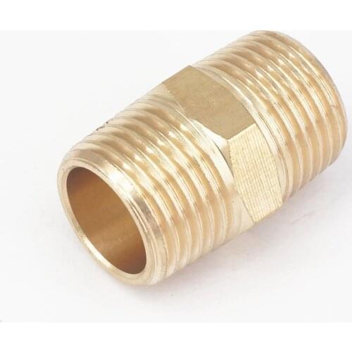 1/2" NPT x 1/2" NPT Male Hex Nipple Brass Pipe Fitting Connector Adapter Water Gas Oil Fuel Max Pressure 229 PSI