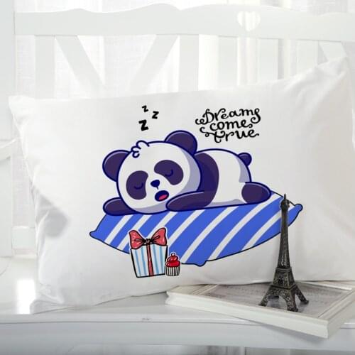 1pc Panda Cartoon Childrens Pillow cover Pillow case Bedding Pillowcase Pillowcovers decorative 50x70 3D for kids baby blue