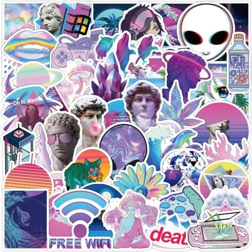 10/30/50PCS Steam Wave Sticker Girl Ins Personalized Suitcase Sticker VSCO Waterproof Notebook Sticker Wholesale