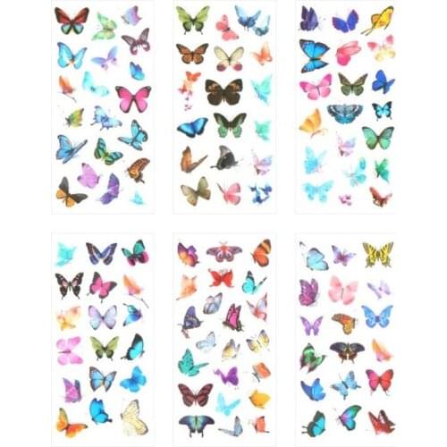 6 Sheets/pack Transparent Stickers Beautiful Butterfly DIY Stationery Paper Stick Label for Scrapbooking Album Diary Decoration