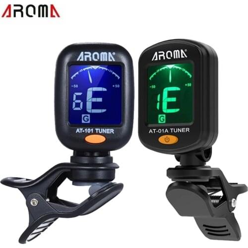 AROMA AT-01A Guitar Tuner Rotatable Clip-on Tuner LCD Display for Chromatic Acoustic Guitar Bass Ukulele violin Accessories