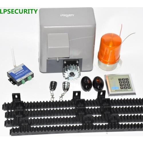 LPSECURITY electrical automatic sliding gate door opener motor 600kg 4 keyfobs 5m/6m racks 1 keypad 1 lamp 1 sensor 1 BUTTON
