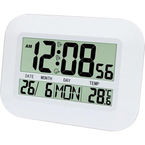 Large LCD Digital Clock Temperature Meter Clock Calender Snooze Alarm Clock