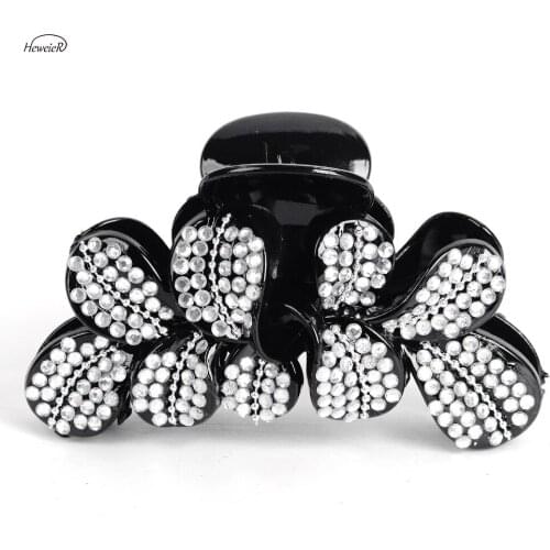 Large Plastic Crystals Rhinestones Hair Claw Clip Women Lady Hairpins Crab Clamp Crab Grip Hairdress Accessories