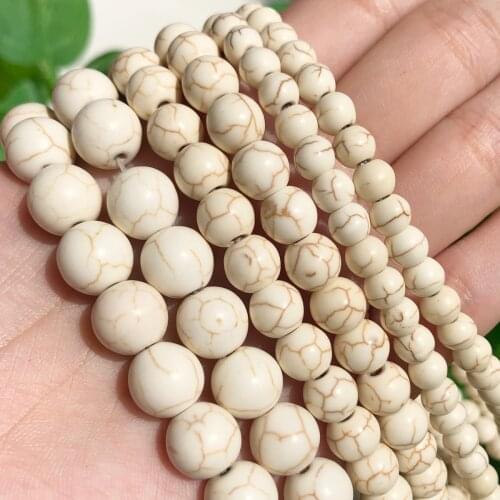 Natural Stone White Howlite Turquoises Bead Round Loose Beads for DIY Jewelry Making Accessories Fit Bracelet 4/6/8/10/12/14mm