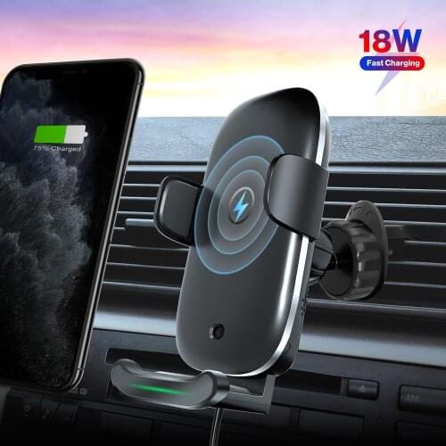 AFH01 Car Holder 18W Qi Wireless Charger Car Phone Holder For iPhone Samsung Huawei Mobile Phone Bracket PD 3.0 Fast Charging