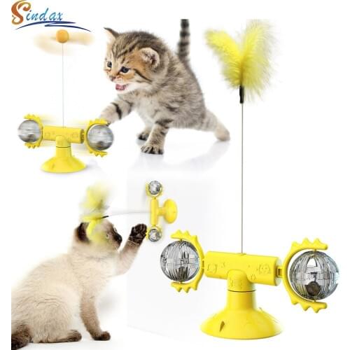 Cat Ball Toy Interactive Puzzle Smart Cat Toy with Wheels Pet Cat Ball Teaser Toy Stick Feather Wand With Star Ball Pet Supplies