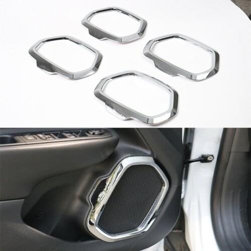 Interior Auto Car Styling Inner Door Speaker Decor Frame Ring Cover Trim Stickers 4Pcs ABS For Jeep Renegade 2015 2016