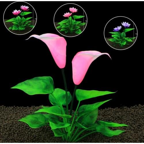 Aquarium Decoration Accessories fish tank Decor Artificial Plastic Fake Water Grass Otter Lotus Artificial Plastic Flower
