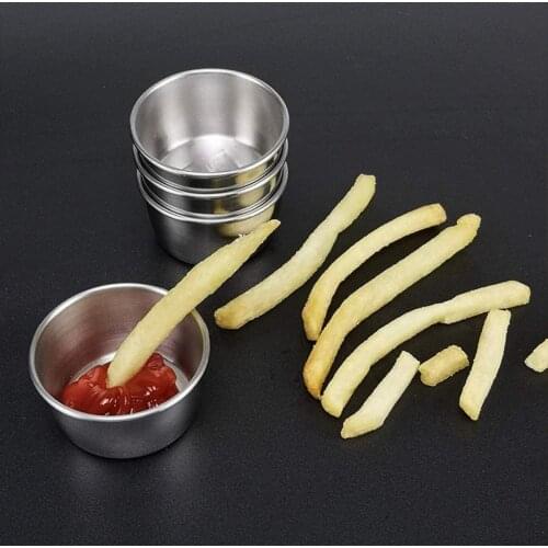 304 Stainless Steel Sauce Cups Round Seasoning Dishes Sushi Dipping Bowl Mini Appetizer Plates Seasoning Dish Sauce Dishes