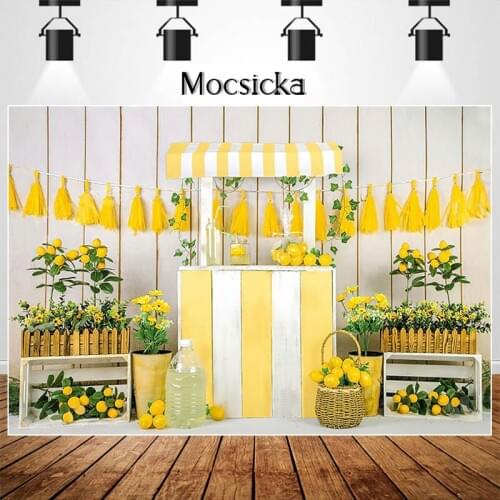 Mocsicka Spring Lemon Store Theme Children 1st Birthday Photograohy Backdrops Cake Smash Background Photo Studio Prop