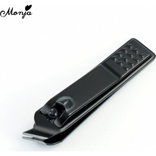 Monja Black Slanted Edge Nail Art Cutting Stainless Steel Clipper Cuticle Nipper Oblique Tip Dead Skin Trimmer Manicure Scissors