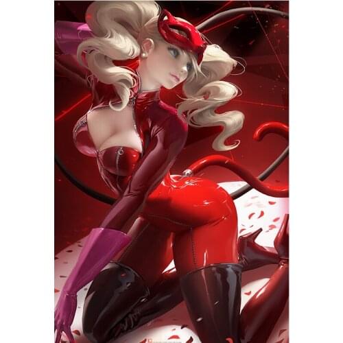 Cartoon Sexy Red Fox Mask Girl Loli Posters Print Custom Anime Game Wall Art Pictures Canvas Painting for Living Room Bedroom