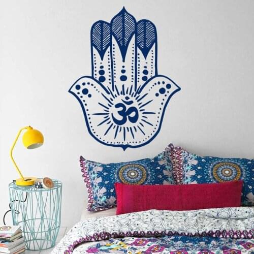 Wall Decal Hamsa KhamsaNamaste Yoga Hand Wall Sticker Fatima Buddha Meditation Bohemian Vinyl Sticker Home Decor Mural H-10