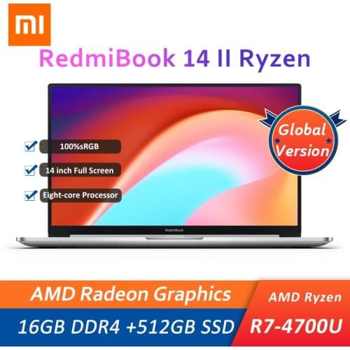 Xiaomi RedmiBook 14 II Laptop AMD Ryzen 7 4700U 16GB DDR4+512GB SSD 14'' FHD 100%sRGB Notebook Ultra-Lightweight Metal Body PC