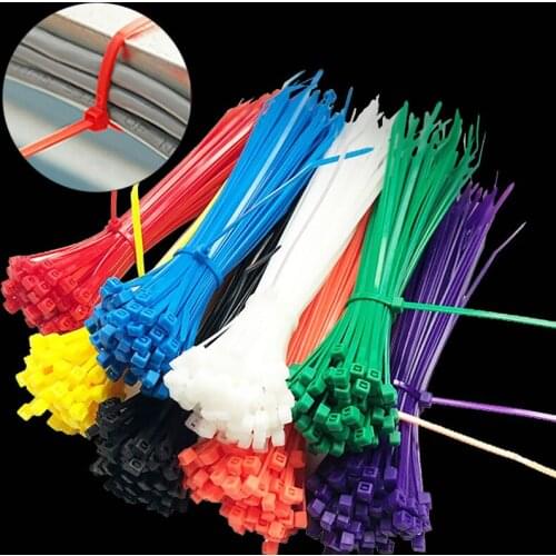 New 100pcs Solid Color Self-locking Cable Ties Adjustable Industrial Wire Cable Tie Home Fastening Ring Organizer Storage Supply