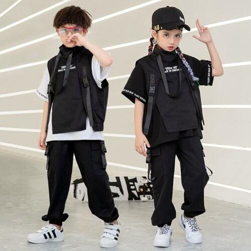 2020 New Hip Hop Dance Costumes Kids Stage Performance Clothing Children Modern Street Dancing Wear Girls Jazz Outfits 110-180cm