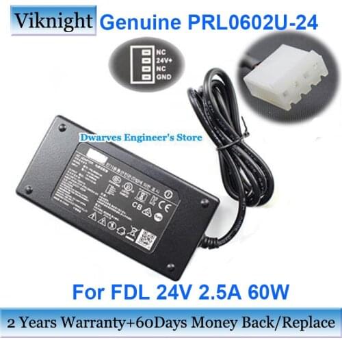 Genuine PRL0602U-24 24V 2.5A 60W AC Adapter Charger For FDL HU10874-ZYF-PRL0602U-24 Power Supply Molex 4 Pin