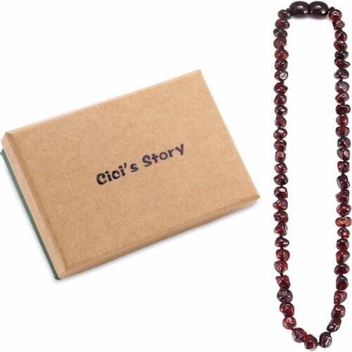 Baltic Amber Teething Necklace/Bracelet for Baby (Cherry) - 3 Sizes - Natural Stone Diy Beads Necklace-Baby Gift Sets