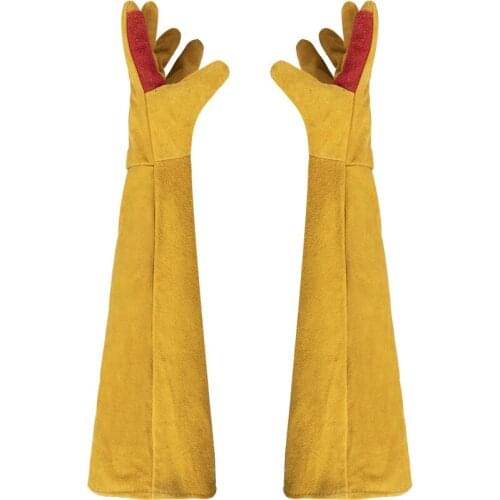 Free-shipping super lengthen welding glove full genuine cow leather palm wear-resistant safety work gloves gardening protection