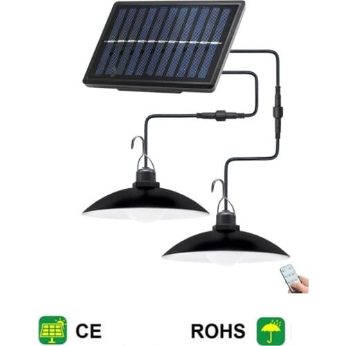 Remote 30 led 2 head Retro Lampshade Solar Pendant Chandelier solar High Luz Waterproof Outdoor Garden Light Sunlight Light For