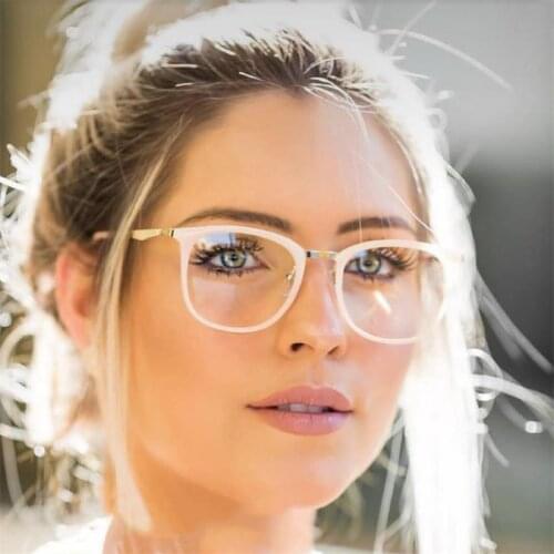 Luxury White Spectacle Frame Fashion Square Glasses Frame Clear Lens Myopia Nerd Glasses Designer Brand Women Decorative Glasses