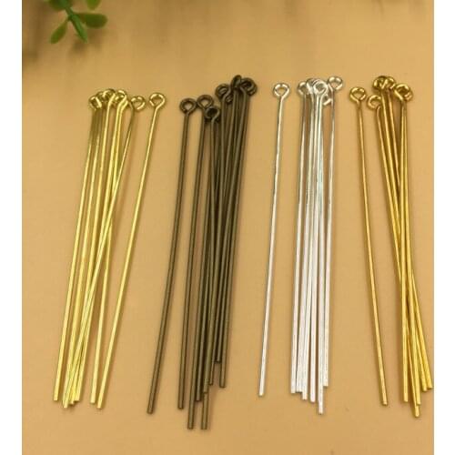 SEA MEW 100 PCS 70*1mm Metal Copper 4 Colors Plated 9 Word Needles Connector Pins For Jewelry Making DIY Components